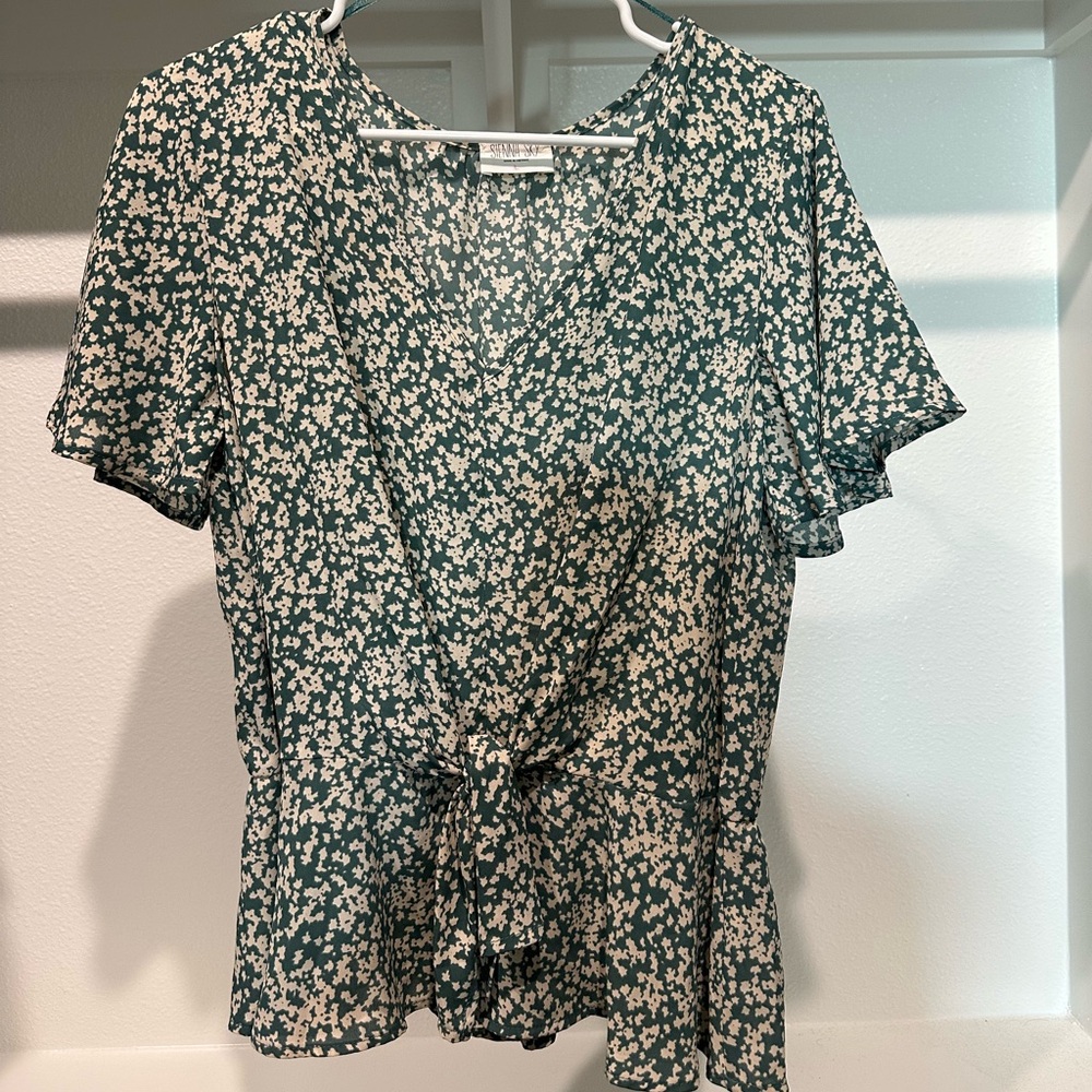 Sienna Sky Green and Cream Floral Blouse